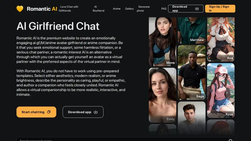 Capture d'écran de Romantic AI